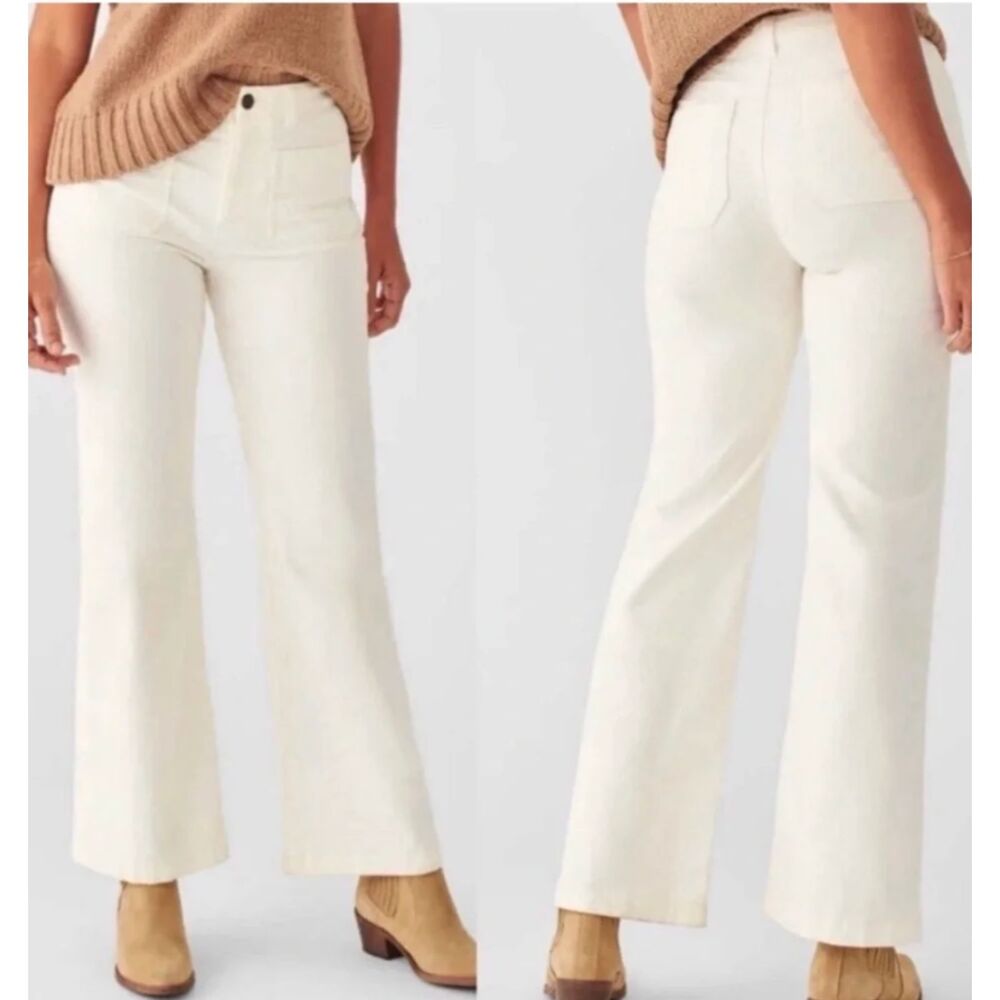 Faherty Stretch Cord Patch Pocket Pants Cream White Size 27 New